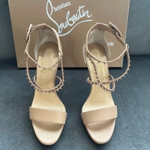 Christian Louboutin nude studded straps. Size 38.5